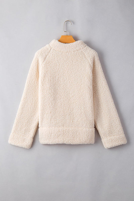 Cream Fleece Turtleneck Sweatshirt - Klazzi Fashion Boutique