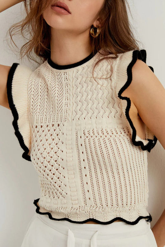 Crochet Chic Flounce Tank Top - Klazzi Fashion Boutique