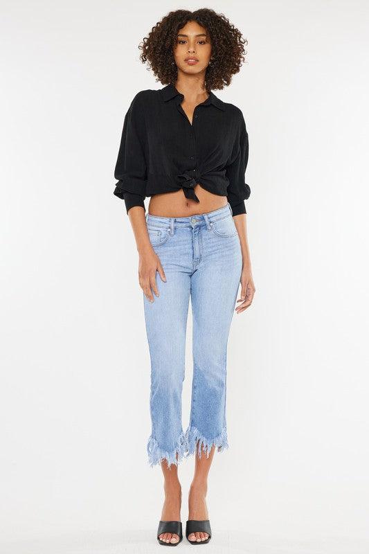 Crop High Rise Bootcut Denim Jeans - Klazzi Fashion Boutique