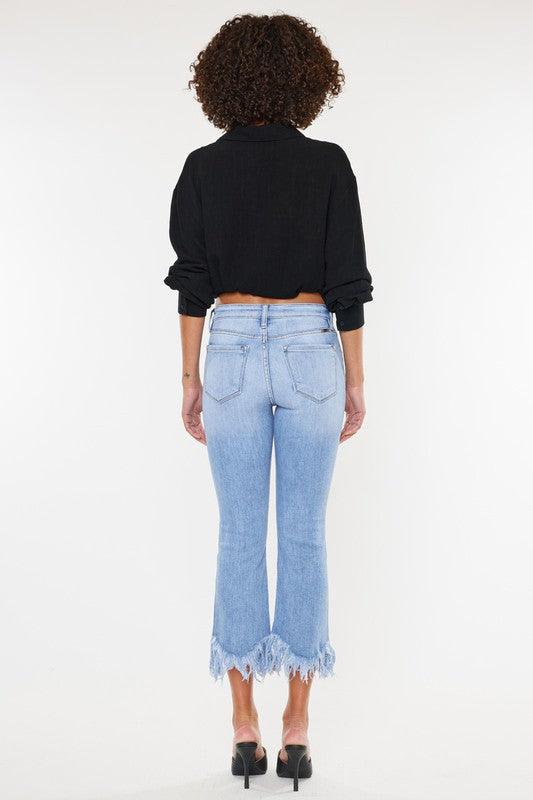 Crop High Rise Bootcut Denim Jeans - Klazzi Fashion Boutique