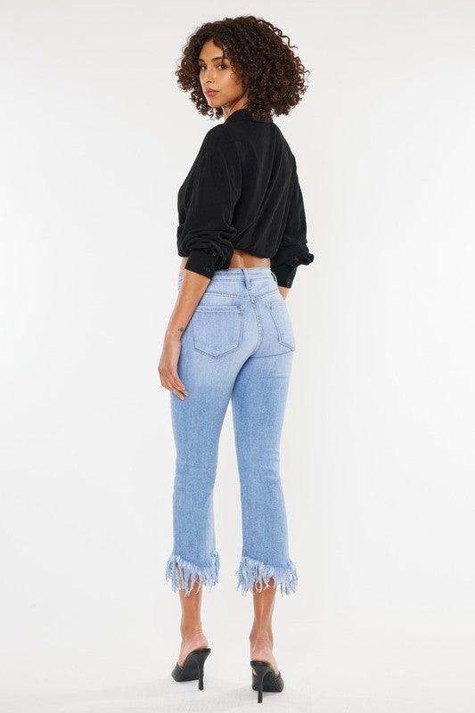 Crop High Rise Bootcut Denim Jeans - Klazzi Fashion Boutique