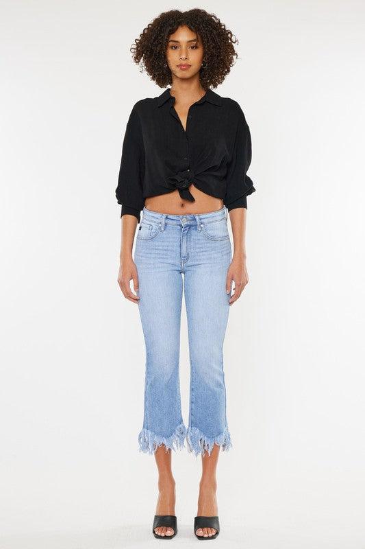 Crop High Rise Bootcut Denim Jeans - Klazzi Fashion Boutique