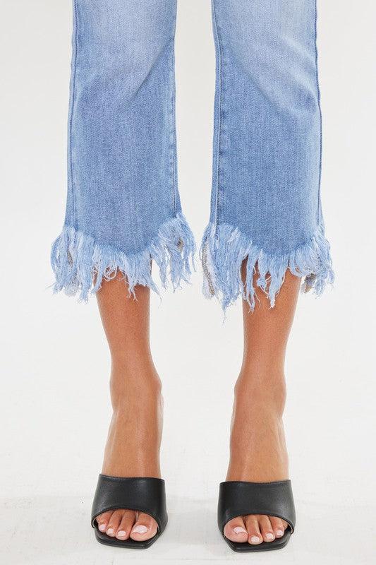 Crop High Rise Bootcut Denim Jeans - Klazzi Fashion Boutique