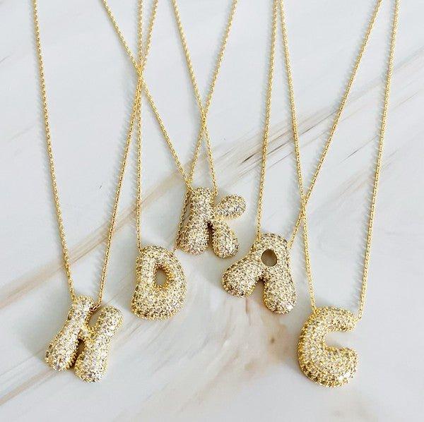 Crystal Bubble Letter Necklace