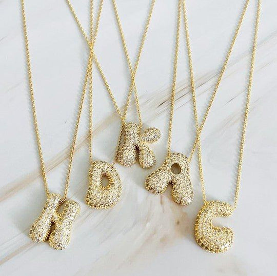 Crystal Bubble Letter Necklace