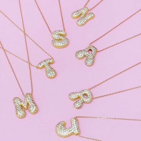 Crystal Bubble Letter Necklace