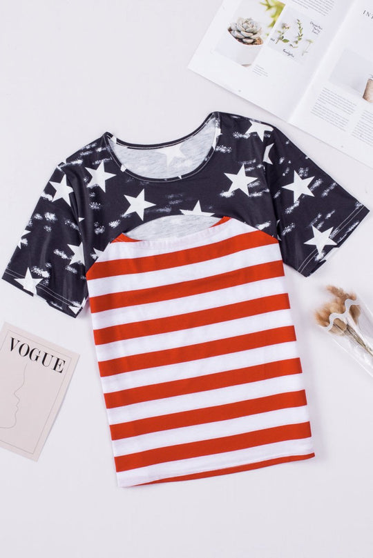 Cutout American Flag T-Shirt - Klazzi Fashion Boutique