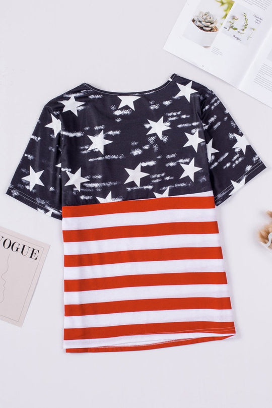 Cutout American Flag T-Shirt - Klazzi Fashion Boutique