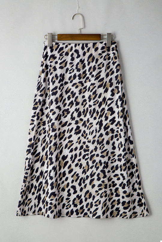  Leopard High Waist Midi Skirt