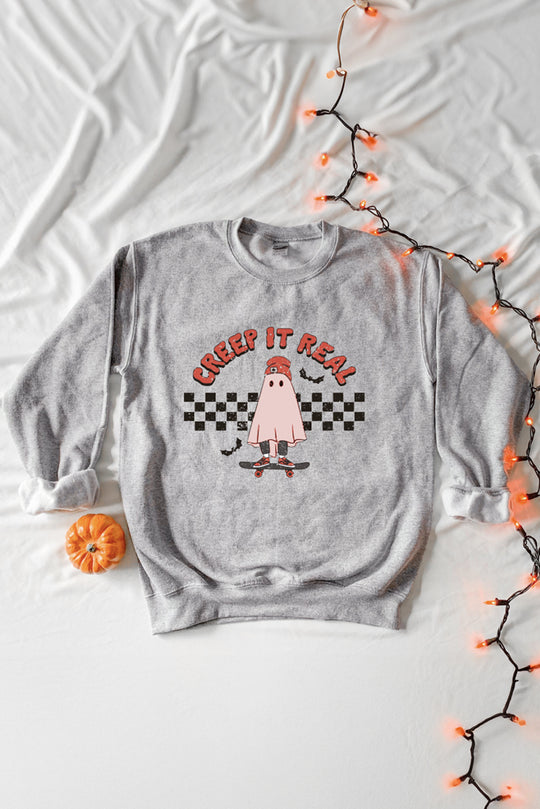 Halloween Ghost "Creep It Real" Plus Size Sweatshirt