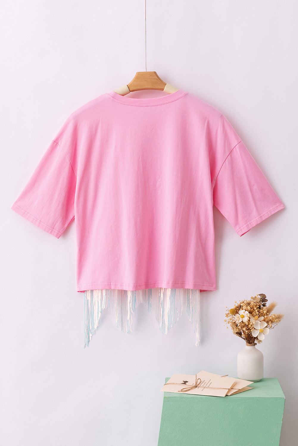 Pink Sparkle Sequin Disco Ball Tassel Top 