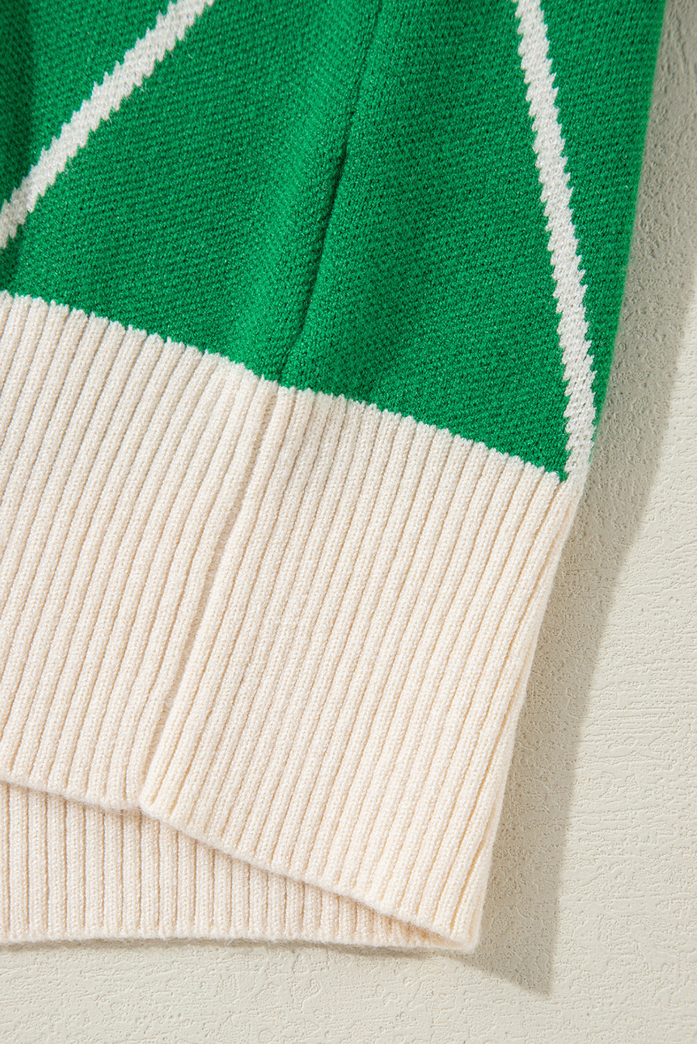 Holly Pom Pom Green Diamond Pattern Sweater