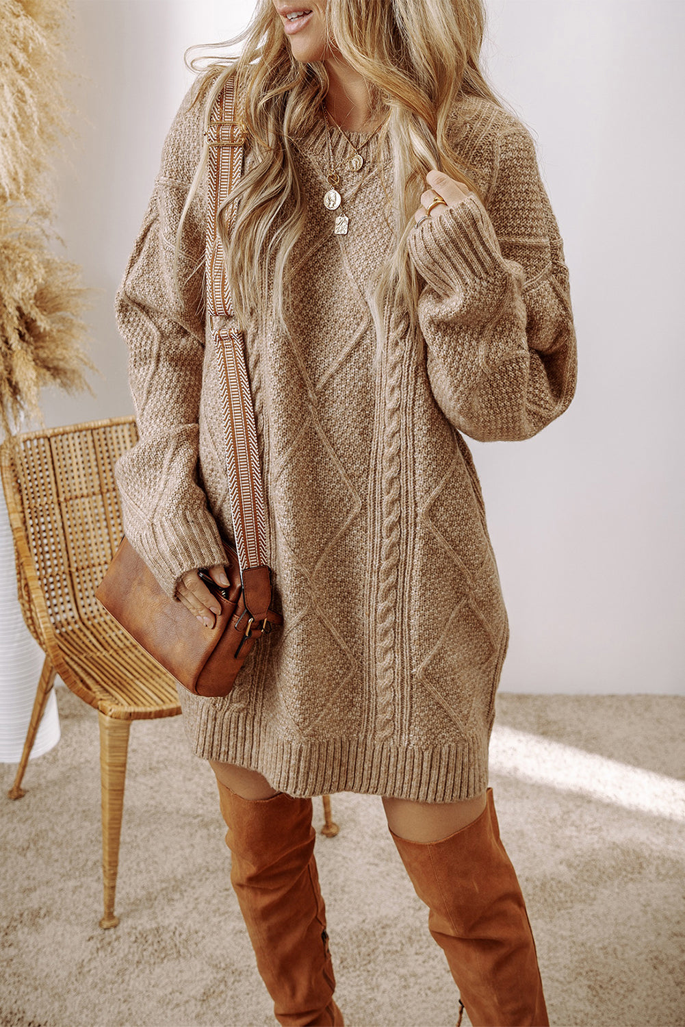 Cassidy Knit Loose Fit Sweater Dress - Klazzi Fashion Boutique