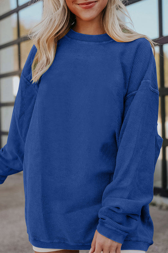 Slouchy Ribbed Corduroy Oversized Sweatshirt