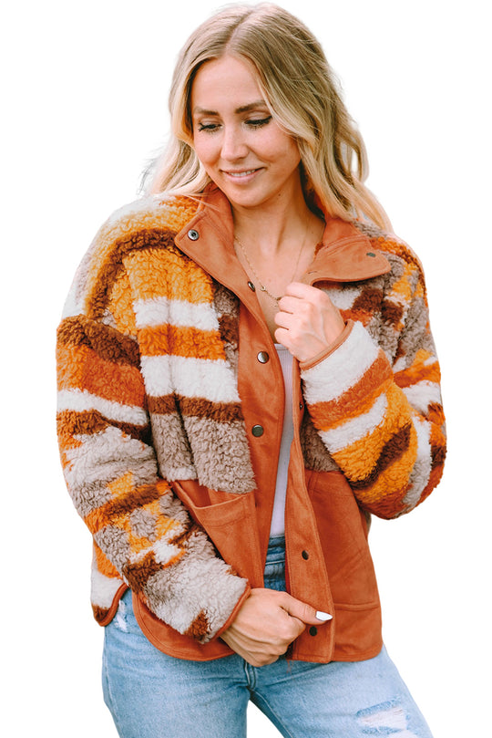 Spice Autumn Quilted Aztec Furry Jacket