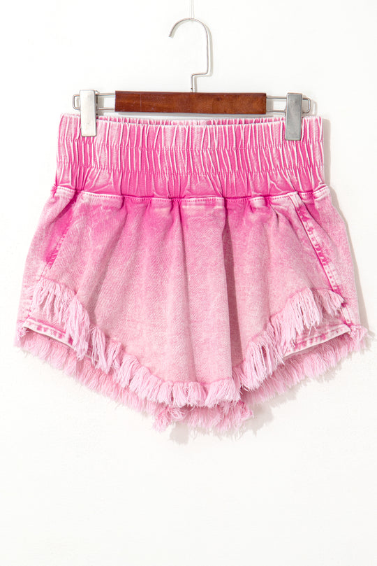 Frayed Pink Denim Skort