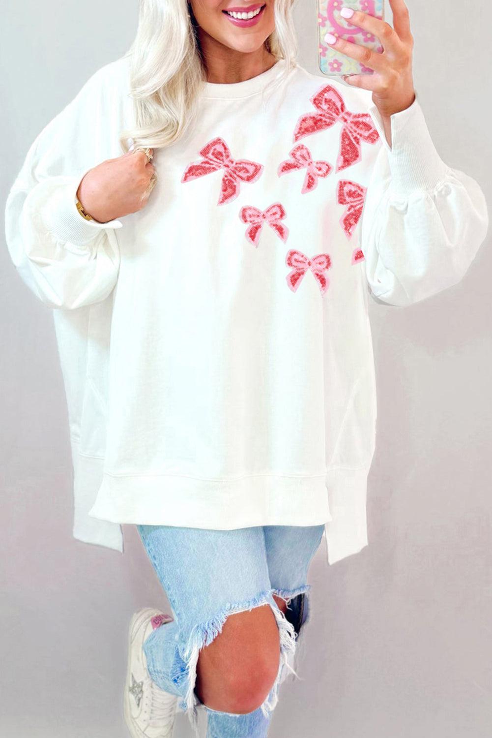 Sequin Designer Bows Oversize Sweatshirt