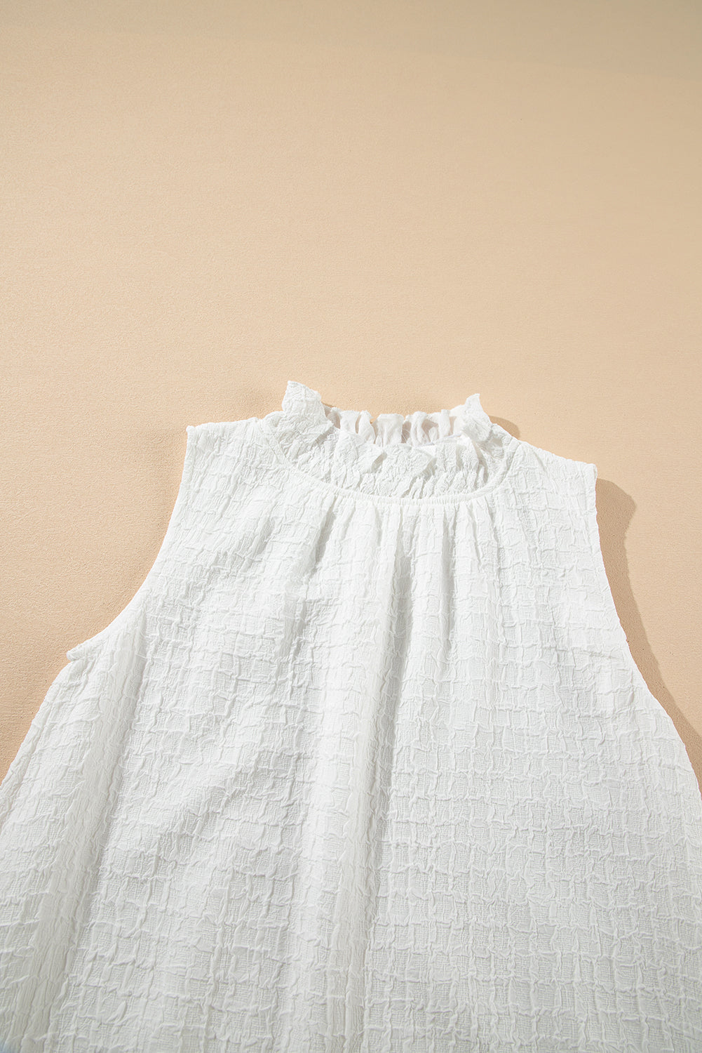 Ruffled White Sleeveless Mini Dress