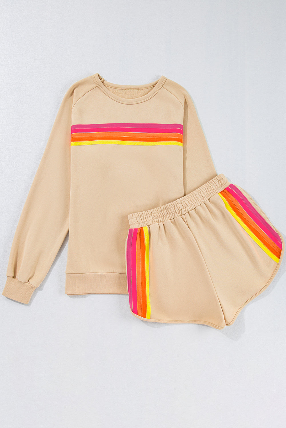 Rainbow Striped Casual Short Set