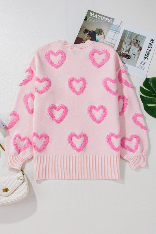 Pink Heart Baggy Sweater