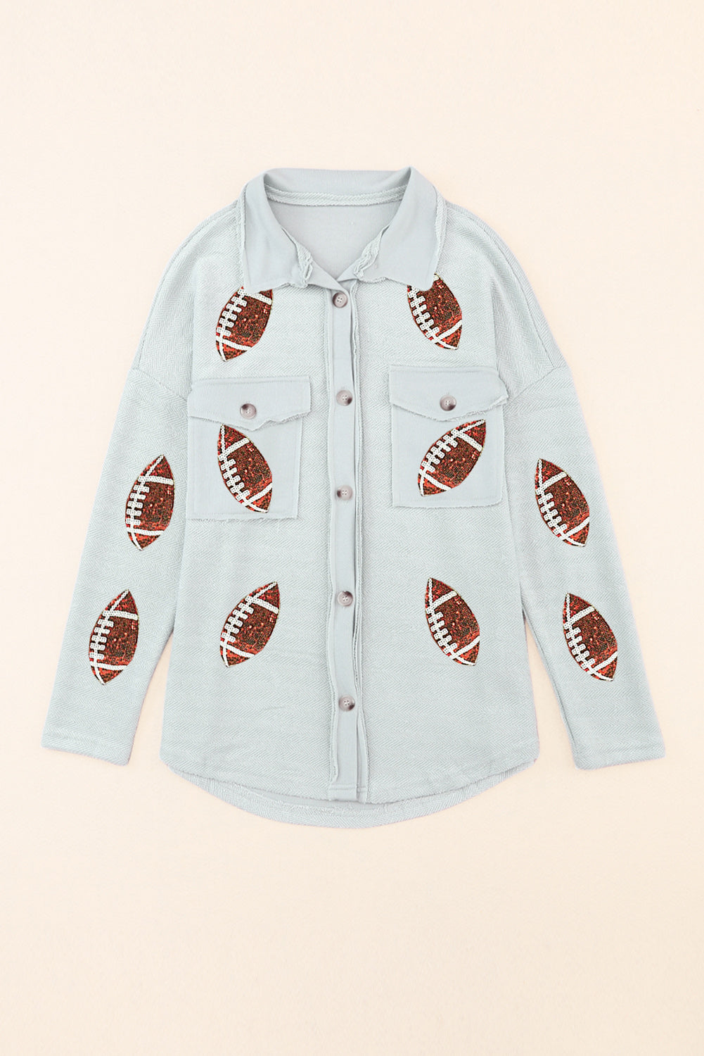 Sequin Sassy Football Buttoned Shacket