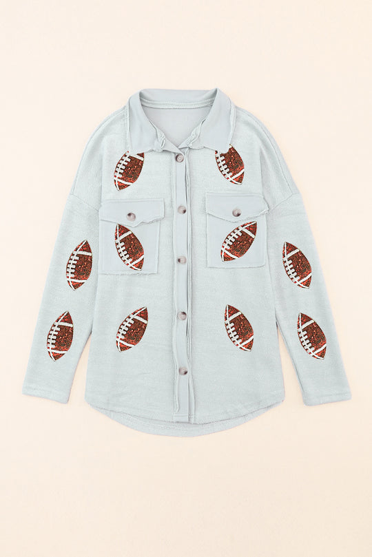 Sequin Sassy Football Buttoned Shacket