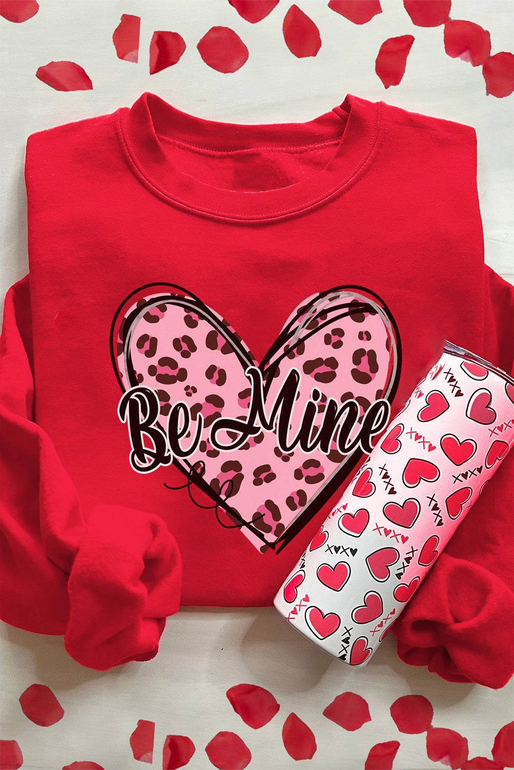 Valentine "Be Mine" Leopard Heart Sweatshirt