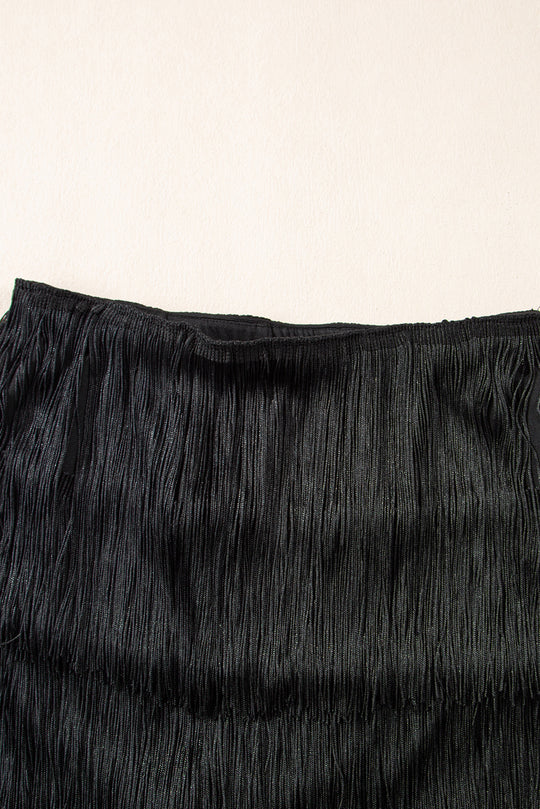 Fringy Black Layer Mini Skirt