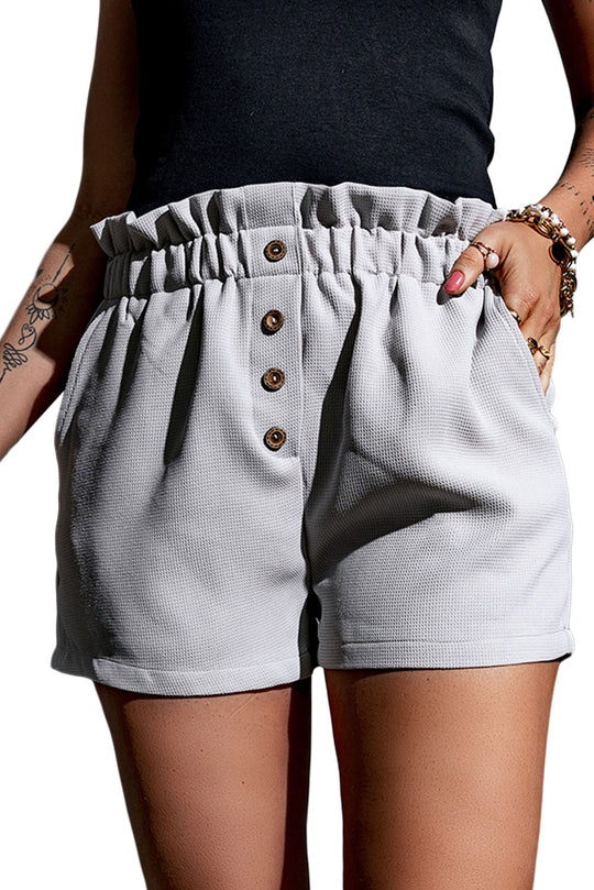 Gray Linen Mix Paper Bag Shorts - Klazzi Fashion Boutique