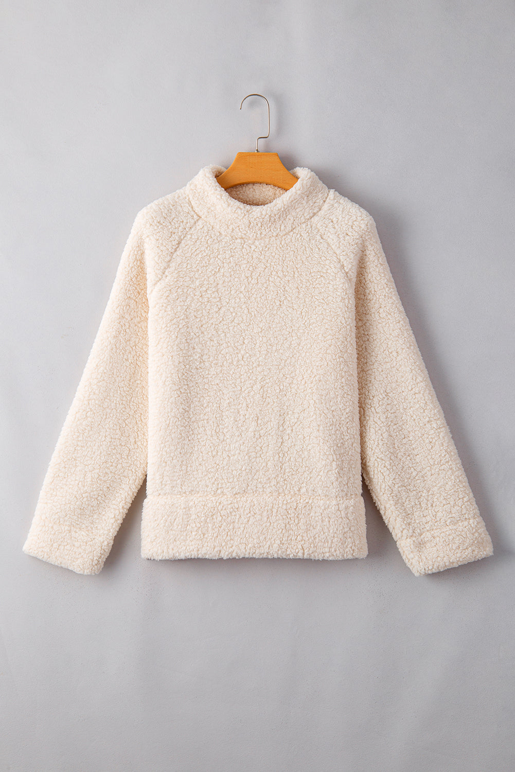 Cream Fleece Turtleneck Sweatshirt