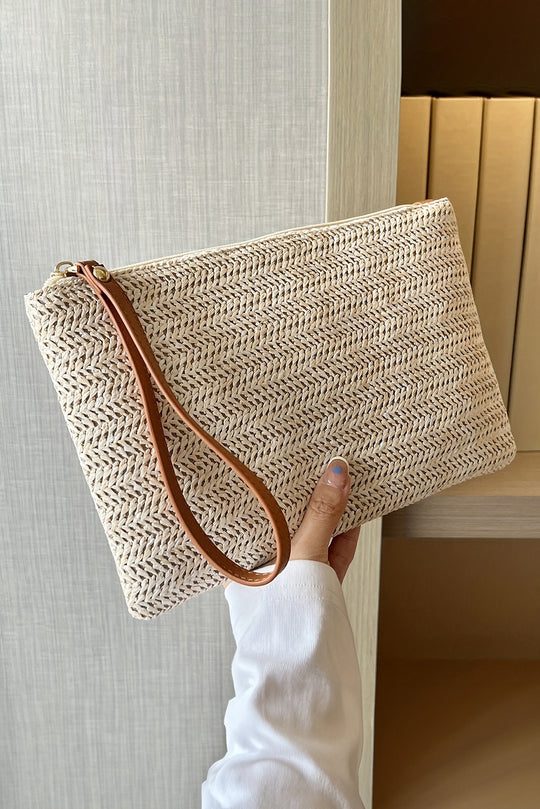 Wristlet Straw Woven Zipper Wallet