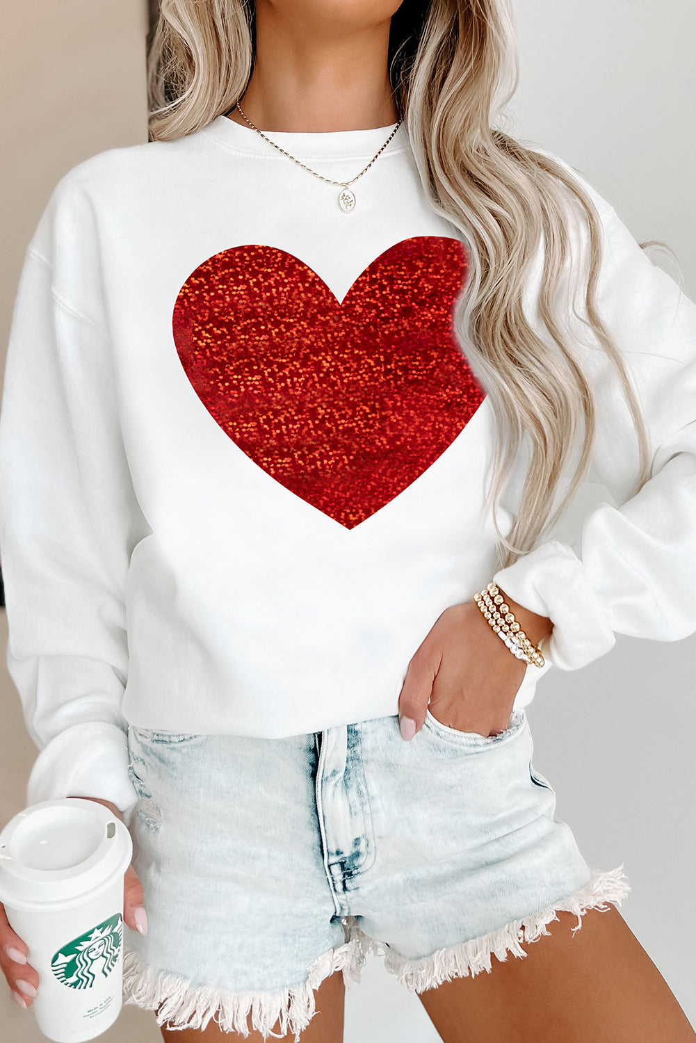 Sparkle Glitter Valentine Heart Sweatshirt