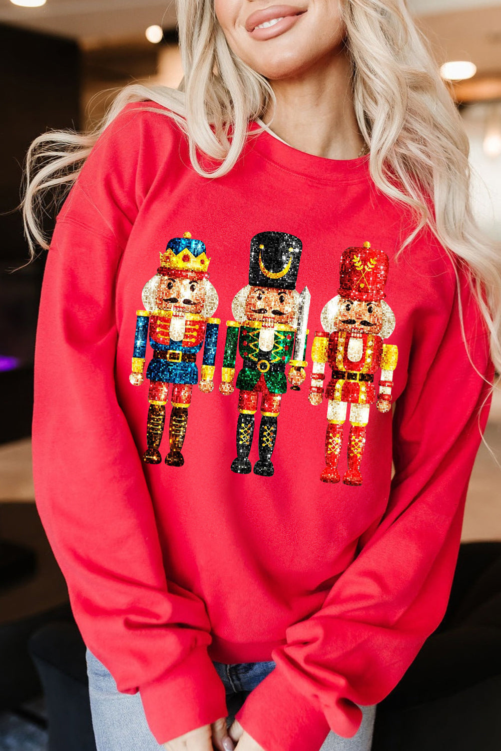 Christmas Sequin Metallic Nutcracker Sweatshirt