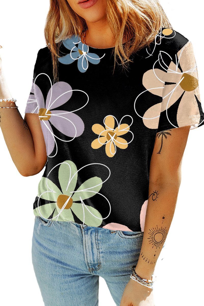 Daisy Flower Casual T Shirt - Klazzi Fashion Boutique