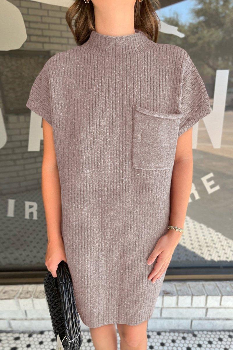 Dalene Knit Short Sleeve Sweater Dress - Klazzi Fashion Boutique