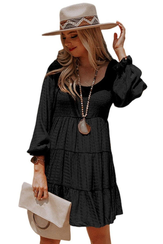 Dana Bishop Sleeve Tiered Mini Dress - Klazzi Fashion Boutique