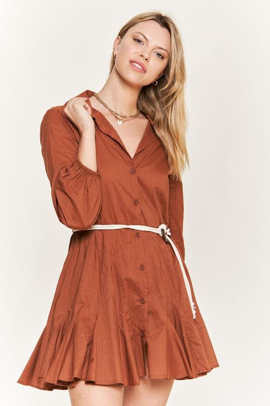 DANA DRESS SHIRT FLARE DRESS - Klazzi Fashion Boutique