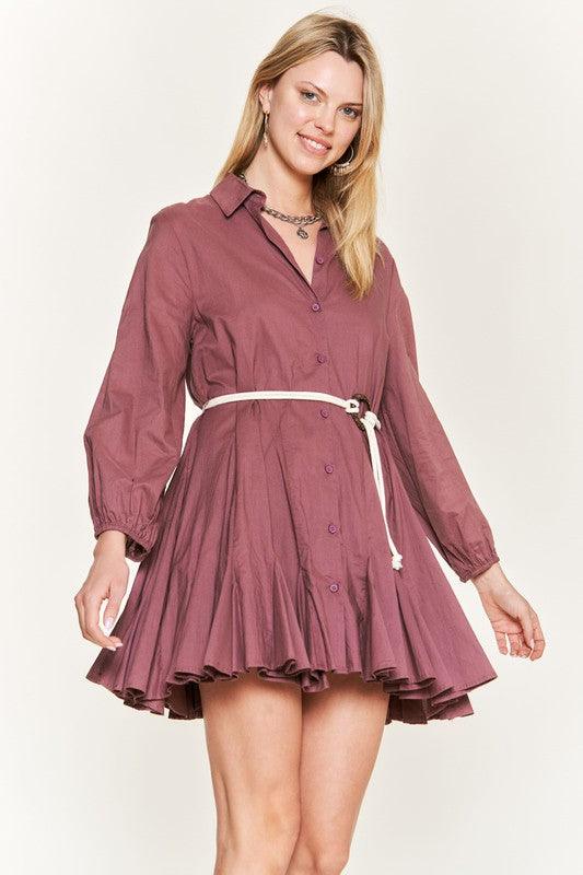 DANA DRESS SHIRT FLARE DRESS - Klazzi Fashion Boutique