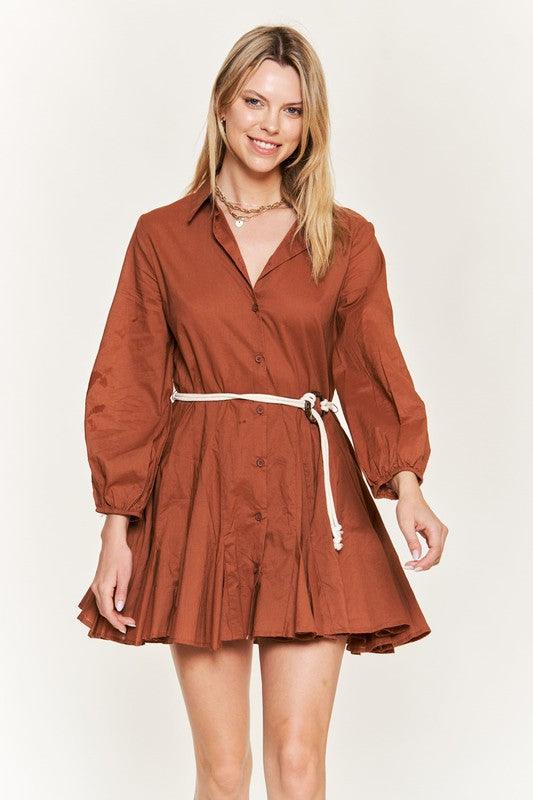 DANA DRESS SHIRT FLARE DRESS - Klazzi Fashion Boutique