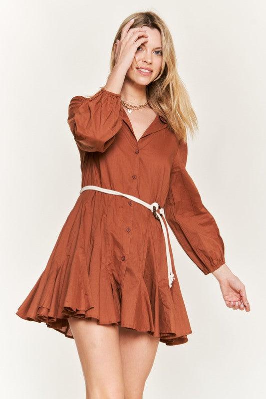 DANA DRESS SHIRT FLARE DRESS - Klazzi Fashion Boutique