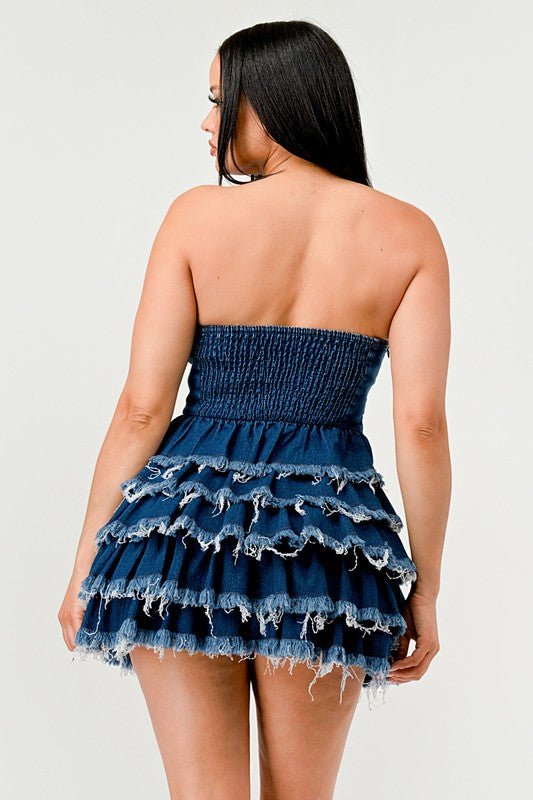 Daphane Denim Delight Tiered Ruffle Dress - Klazzi Fashion Boutique