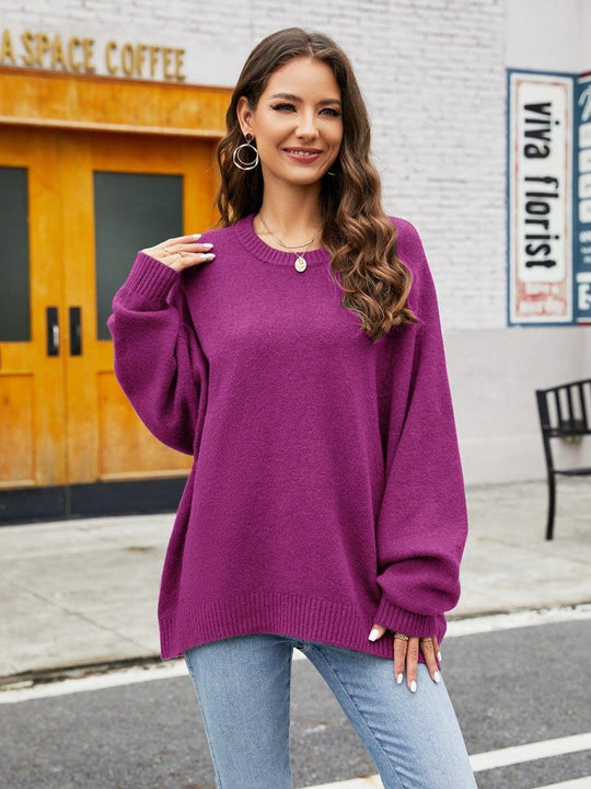 Day On The Town Ribbed Trim Sweater - Klazzi Fashion Boutique