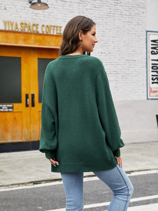 Day On The Town Ribbed Trim Sweater - Klazzi Fashion Boutique