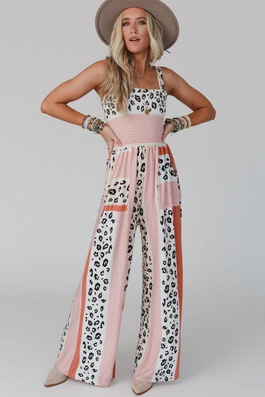 Dazzle Leopard Color Block Jumpsuit - Klazzi Fashion Boutique