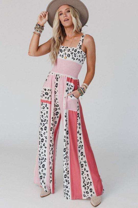 Dazzle Leopard Color Block Jumpsuit - Klazzi Fashion Boutique