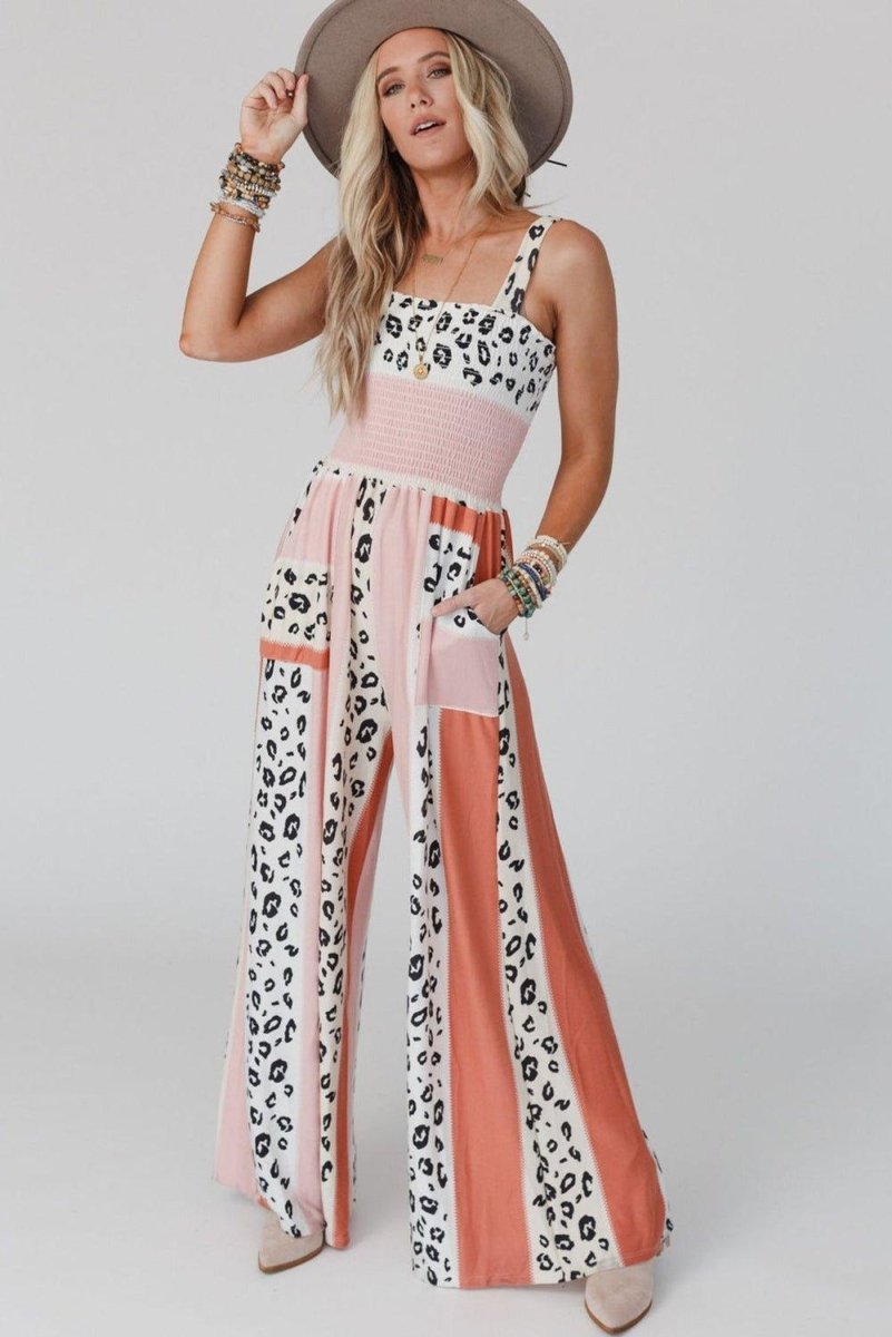 Dazzle Leopard Color Block Jumpsuit - Klazzi Fashion Boutique