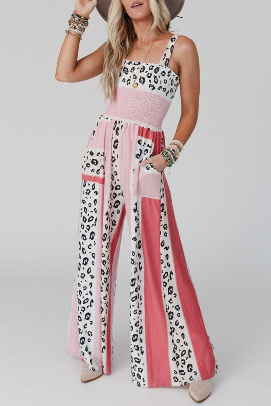 Dazzle Leopard Color Block Jumpsuit - Klazzi Fashion Boutique