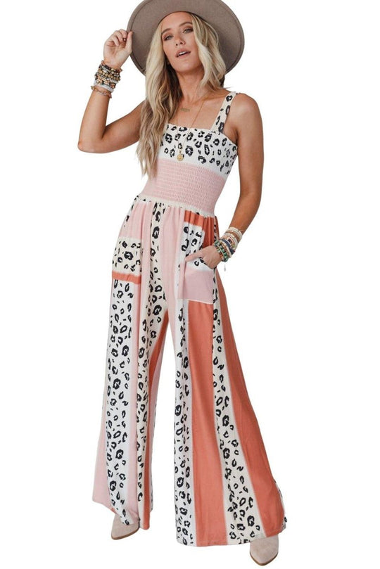 Dazzle Leopard Color Block Jumpsuit - Klazzi Fashion Boutique