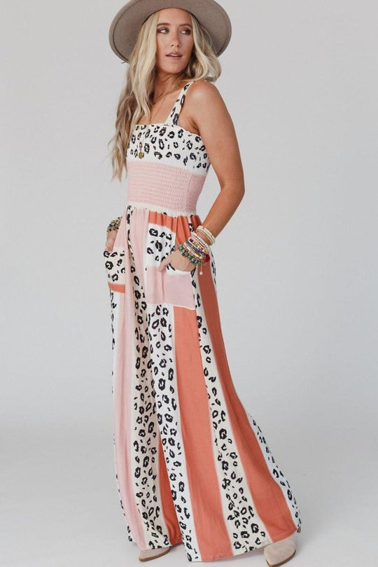 Dazzle Leopard Color Block Jumpsuit - Klazzi Fashion Boutique