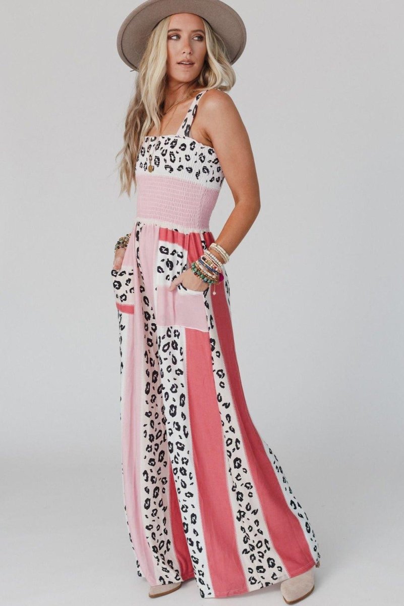 Dazzle Leopard Color Block Jumpsuit - Klazzi Fashion Boutique